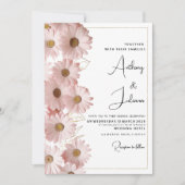 Botanische blush roze gouden daisy bloemenbruiloft kaart (Voorkant)