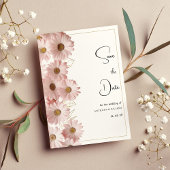 Botanische blush roze gouden daisy Save the Date Kaart