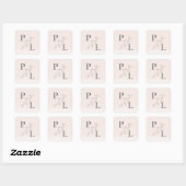 Botanische Blush Roze Monogram Sticker (Vel)