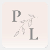 Botanische Blush Roze Monogram Sticker (Voorkant)