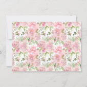 Botanische Blush Roze Pioen Roos Girly Bloemen Lij Notitiekaartje (Achterkant)