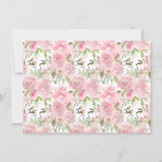 Botanische Blush Roze Pioen Roos Girly Bloemen Lij Notitiekaartje (Achterkant)