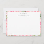Botanische Blush Roze Pioen Roos Girly Bloemen Lij Notitiekaartje (Voorkant)