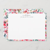 Botanische Blush Roze Roze Groen Bloemen Lijst Notitiekaartje (Voorkant / Achterkant)