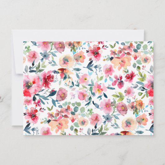 Botanische Blush Roze Roze Groen Bloemen Lijst Notitiekaartje (Achterkant)