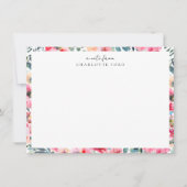 Botanische Blush Roze Roze Groen Bloemen Lijst Notitiekaartje (Voorkant)