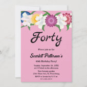 Botanische Blush Roze Rozen Bloemen 40e Verjaardag Kaart (Voorkant)