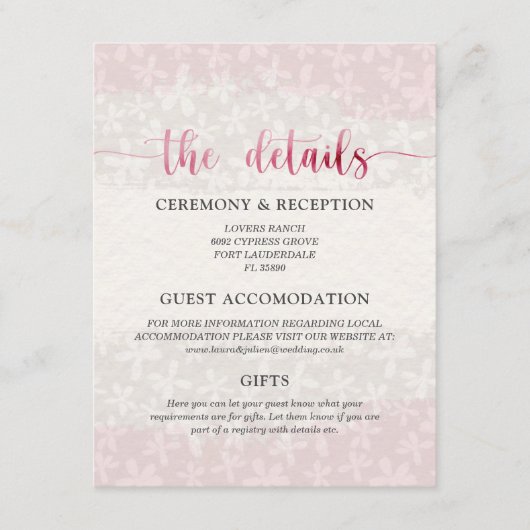 Botanische Blush Roze Watercolor Enclosure Kaart (Voorkant)