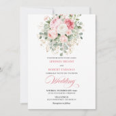 Botanische Blush Rozen Gouden Trouw Uitnodiging (Voorkant)