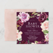 Botanische Blush Waterverf Baby shower Kaart (Voorkant / Achterkant)