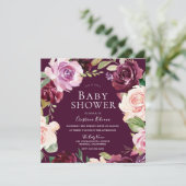 Botanische Blush Waterverf Baby shower Kaart (Staand voorkant)