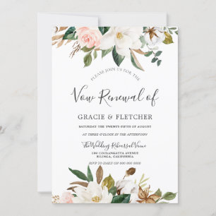 Botanische Blush White Floral Vow Renewal Kaart