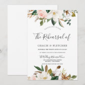 Botanische Blush White Floral Wedding Rehearsal Kaart (Voorkant / Achterkant)