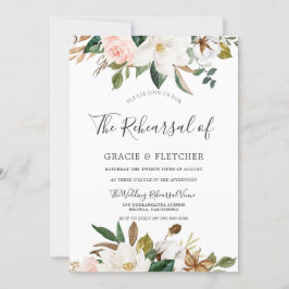 Botanische Blush White Floral Wedding Rehearsal Kaart