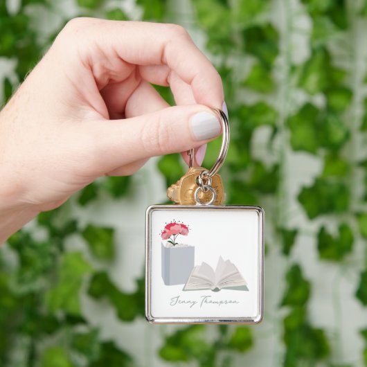 Botanische Boeken & Bibliotheek Lezen Aangepaste N Sleutelhanger (Hand)