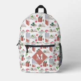 Botanische Boeken & Bibliotheek Lezen Monogram Bedrukte Rugzak