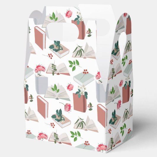 Botanische boeken en leespatroon bibliotheek bedankdoosjes (Geopend)