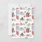 Botanische boeken en leespatroon bibliotheek bedankkaart (Achterkant)