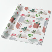 Botanische boeken en leespatroon bibliotheek cadeaupapier (Uitgerold)