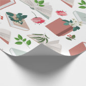 Botanische boeken en leespatroon bibliotheek cadeaupapier (Hoek)