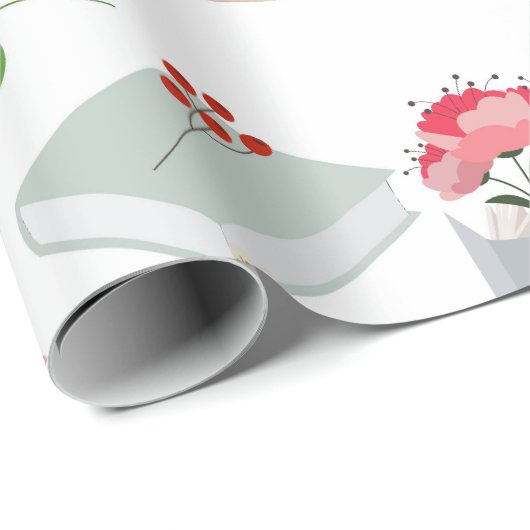 Botanische boeken en leespatroon bibliotheek cadeaupapier (Rol Hoek)