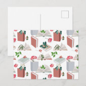 Botanische boeken en leespatroon bibliotheek feestdagenkaart (Voorkant / Achterkant)