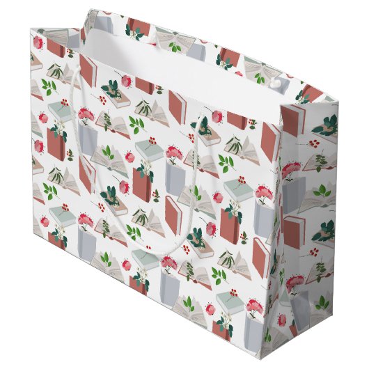 Botanische boeken en leespatroon bibliotheek groot cadeauzakje (Achterkant Gekanteld)