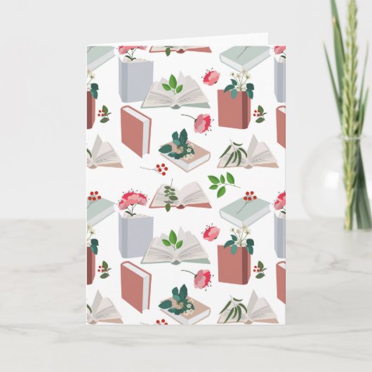 Botanische boeken en leespatroon bibliotheek kaart (Voorkant)