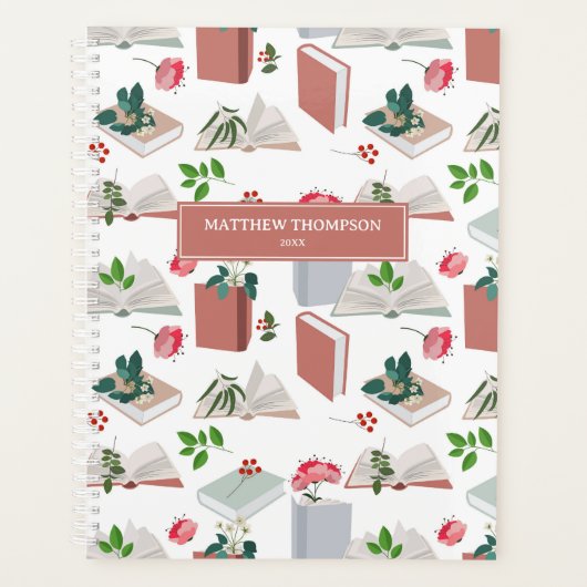 Botanische boeken en leespatroon bibliotheek planner (Voorkant)