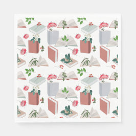 Botanische boeken en leespatroon bibliotheek servet