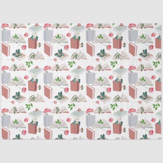 Botanische boeken en leespatroon bibliotheek tissuepapier (Voorkant)