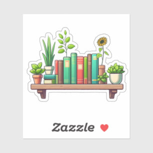 Botanische boekenplank Boekenachtige Esthetische B Sticker