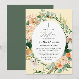 Botanische Boho - Aangepast pasta Geel Baptisme Kaart