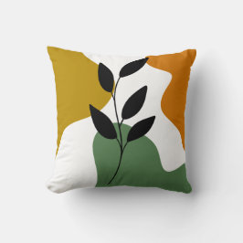 Botanische Boho Aardse Kleur Abstracte Leaf Art Th Kussen