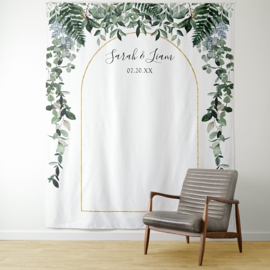 Botanische Boho Arch Bruiloft Fotocabine achtergro Wandkleed (In situ)