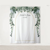Botanische Boho Arch Bruiloft Fotocabine achtergro Wandkleed (Voorkant)