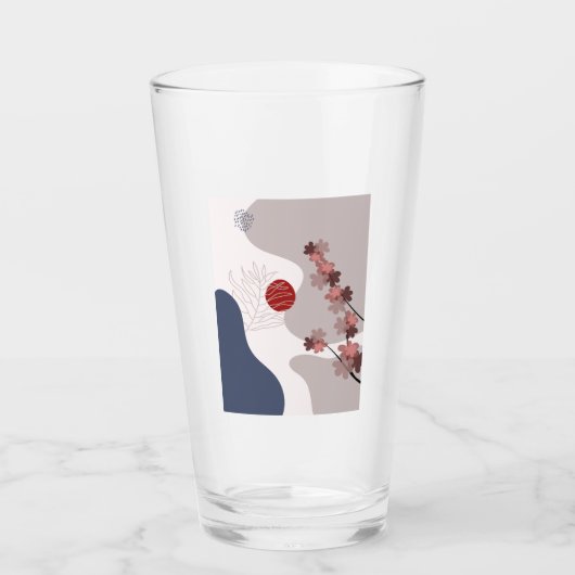 Botanische Boho Blau Magenta Glas (Voorkant)