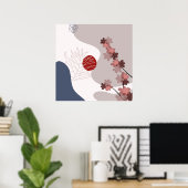 Botanische Boho Blau Magenta Poster (Thuiskantoor)
