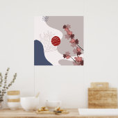 Botanische Boho Blau Magenta Poster (Keuken)