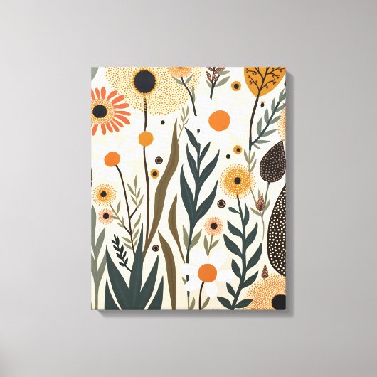 Botanische Boho Bloemen Planten Ontwerp 389 Canvas Afdruk (Voorkant)