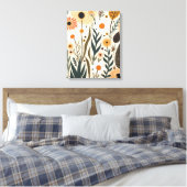 Botanische Boho Bloemen Planten Ontwerp 389 Canvas Afdruk (Insitu (Slaapkamer))
