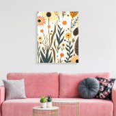 Botanische Boho Bloemen Planten Ontwerp 389 Canvas Afdruk (Insitu (Woonkamer))