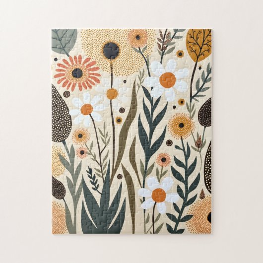 Botanische Boho Bloemen Planten Ontwerp 389 Legpuzzel (Verticaal)
