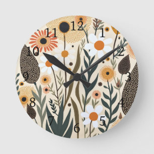 Botanische Boho Bloemen Planten Ontwerp 389 Ronde Klok