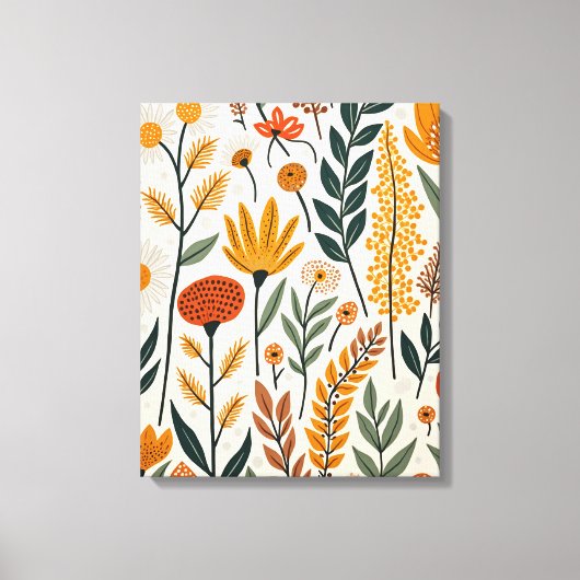 Botanische Boho Bloemen Planten Ontwerp 390 Canvas Afdruk (Voorkant)