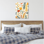 Botanische Boho Bloemen Planten Ontwerp 390 Canvas Afdruk (Insitu (Slaapkamer))
