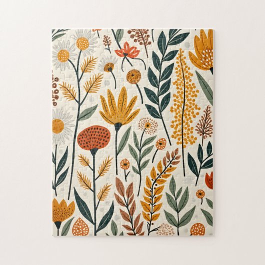 Botanische Boho Bloemen Planten Ontwerp 390 Legpuzzel (Verticaal)