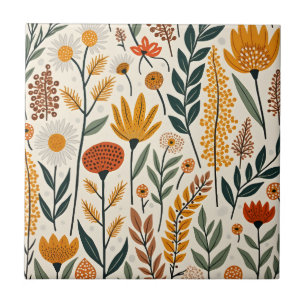 Botanische Boho Bloemen Planten Ontwerp 390 Tegeltje