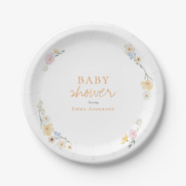 Botanische Boho bloemen Script baby shower Papieren Bordje
