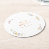 Botanische Boho bloemen Script baby shower Ronde Kartonnen Onderzetter (Gebogen)